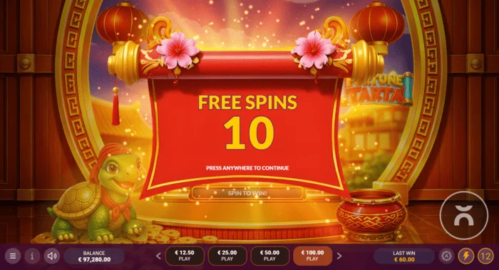 Fortune Tarta – Start der Freispiele